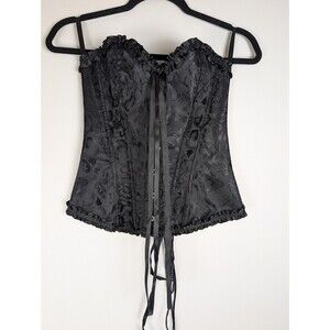 Lace Up With Hooks Corset Top Opaque Size Small Black Gothic Ren Faire Cosplay